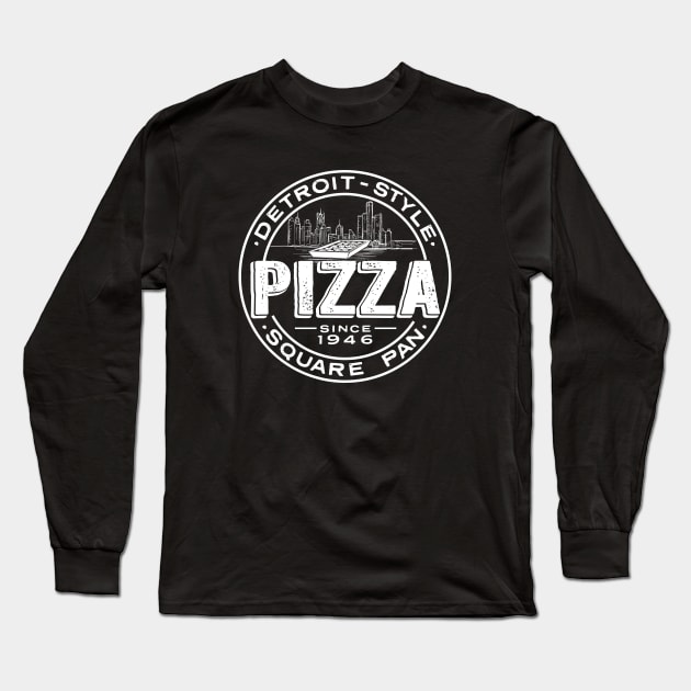 Detroit style pizza logo Long Sleeve T-Shirt by JDawnInk